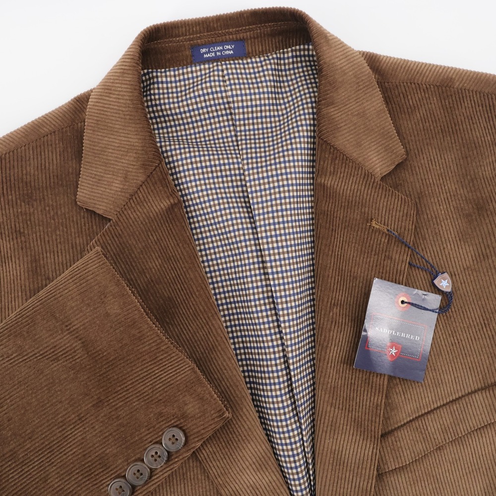 NEW Saddlebred Corduroy Blazer Sport Coat Brown Long Sleeve Mens 42LMSRP $125